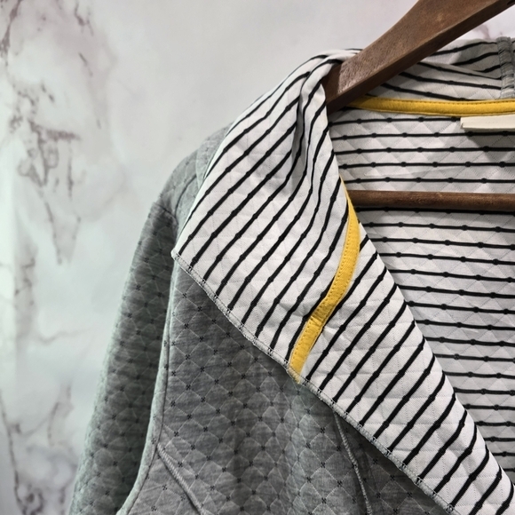 Chicos Jacket Womens XL 3 Gray Hooded Textured Knit Quilted Unstructured Striped - Picture 2 of 11